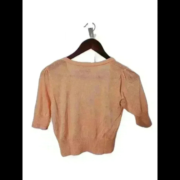 Chic Coral Short Sleeve Cardigan Sweater with Button Closure - Picture 2 of 3